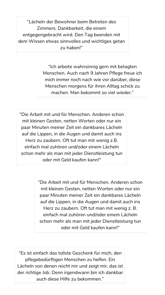 Zitate von Pflegekräften über Dankbarkeit