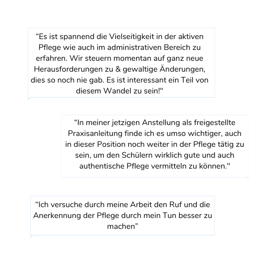 Zitate von Pflegekräften über den Wandel in der Pflege