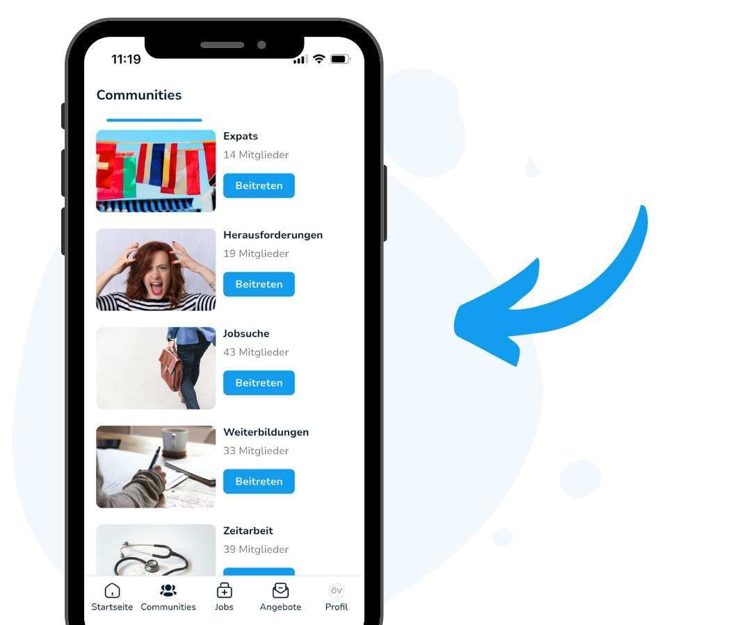 Communities Pflege in der Care Rockets App
