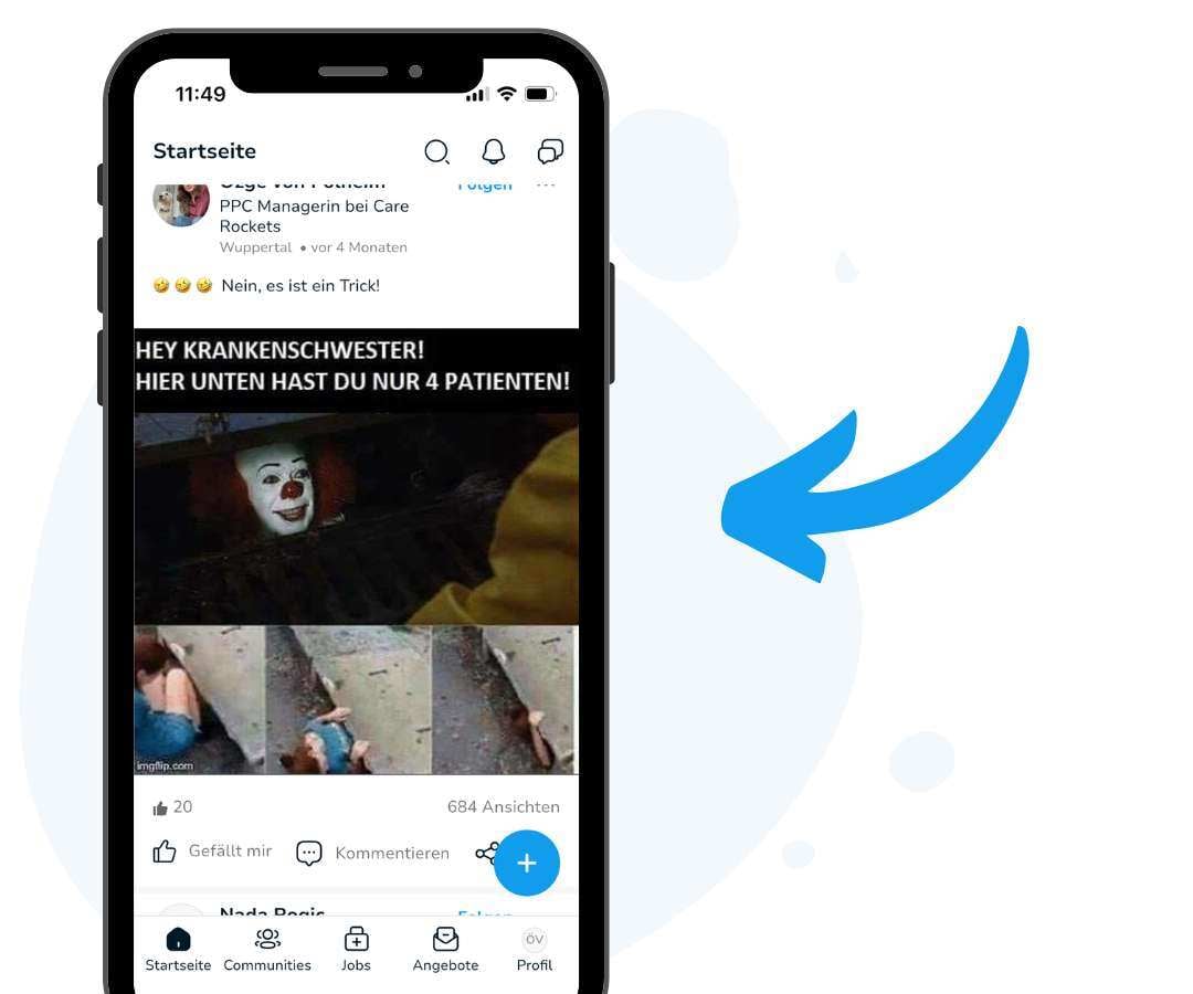 Humorvolles Posting im Social Network von Care Rockets