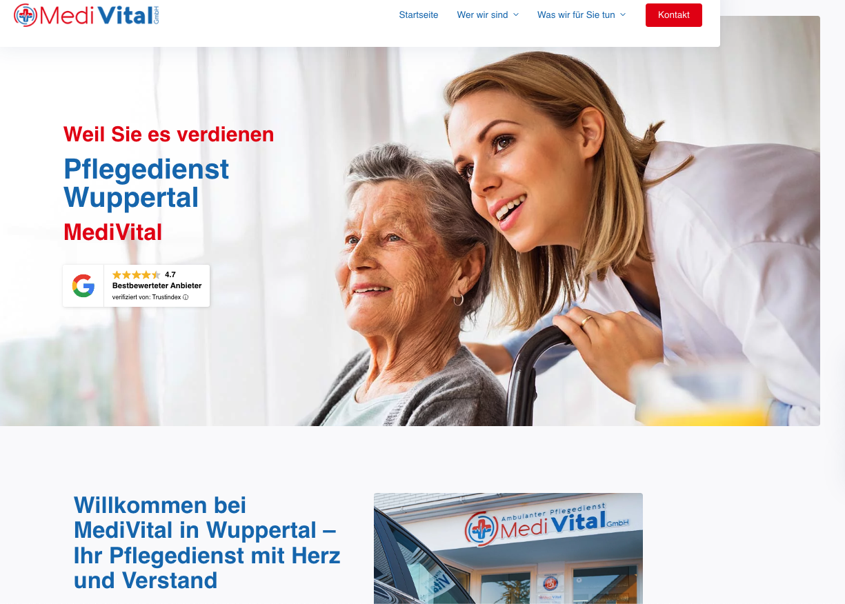 Homepage des ambulanten Pflegedienstes Medivital